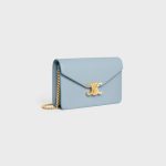 WALLET ON CHAIN MARGO IN SHINY CALFSKIN PALE BLUE - Image 2